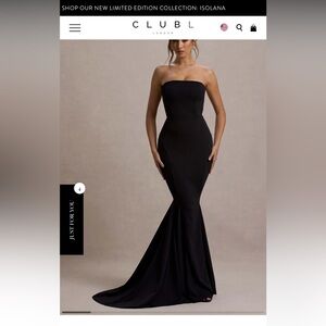 Club L London Black Strapless Gown for Prom/Wedding/Party